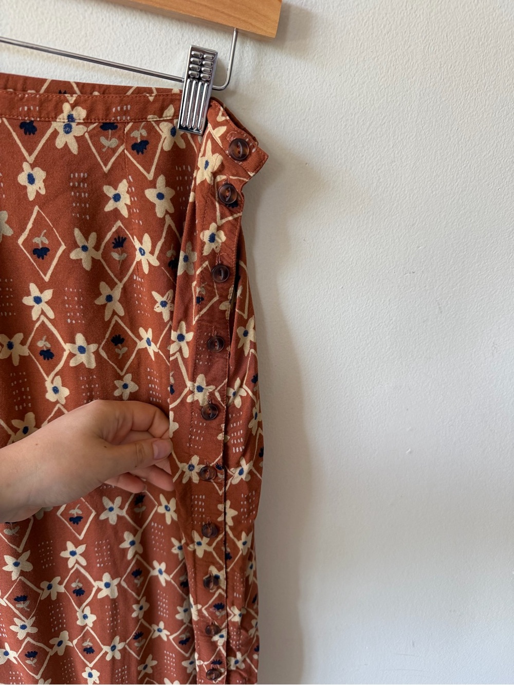 Vintage Sigrid Olsen Embroidered Rust Floral Midi Skirt - Picture 7 of 8